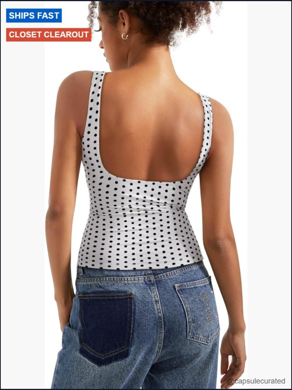 Padded Boat Neck Tank Top Double Lined Open Back Sleeveless